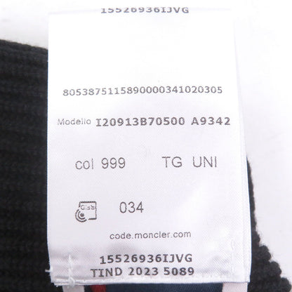 Moncler Berretto Tricot Wool Logo Patch Knit Cap Beanie Black Uni Hat — view 9