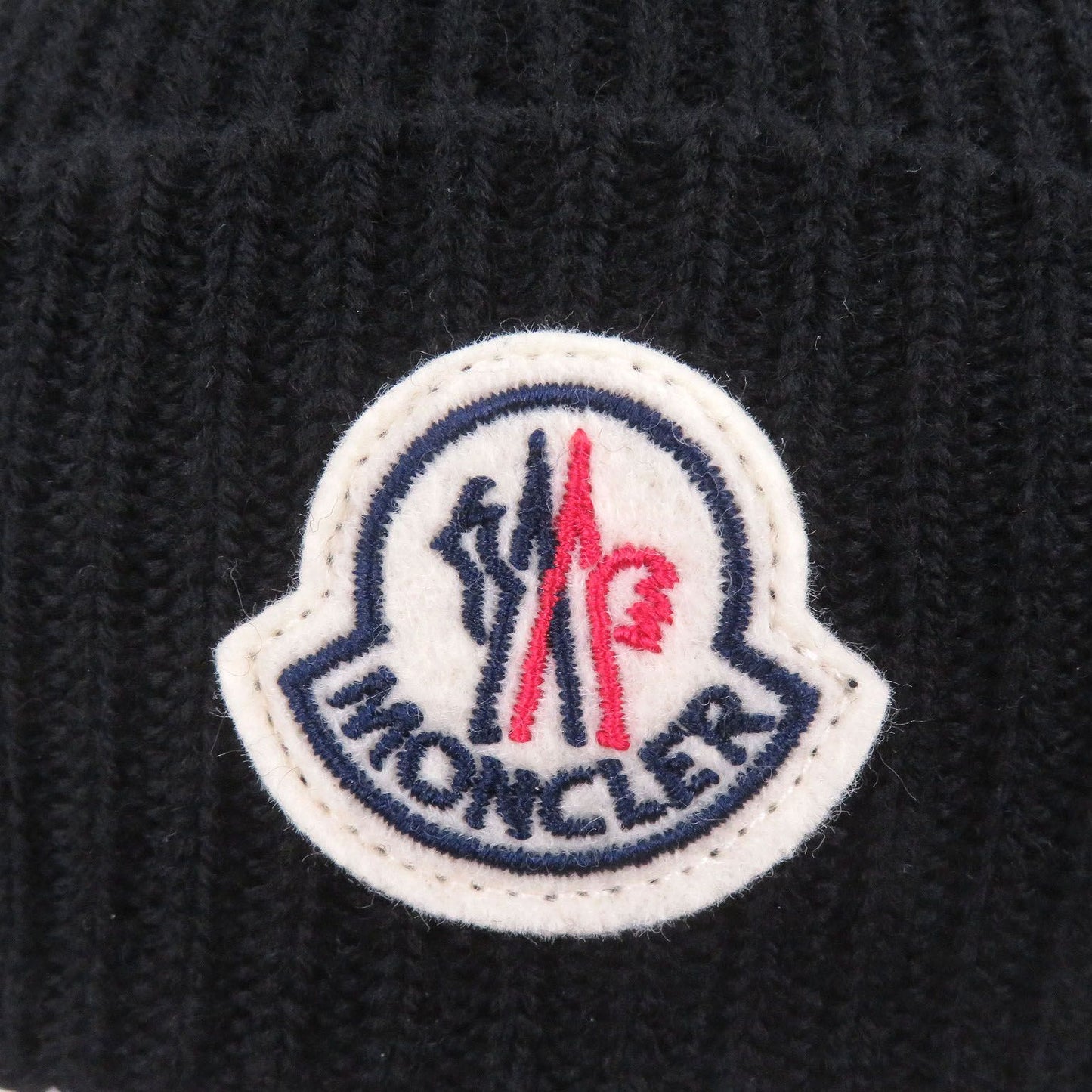 Moncler Berretto Tricot Wool Logo Patch Knit Cap Beanie Black Uni Hat — view 5