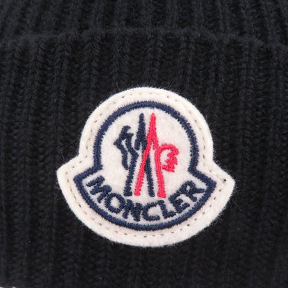 Moncler Berretto Tricot Wool Logo Patch Knit Cap Beanie Black Uni Hat — view 5