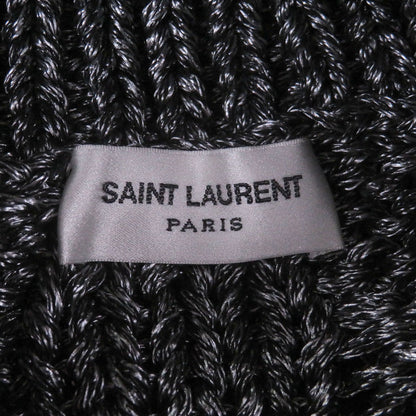 Saint Laurent Paris Cable Knit Turtleneck Sweater Black Silver XL Hanger — view 4