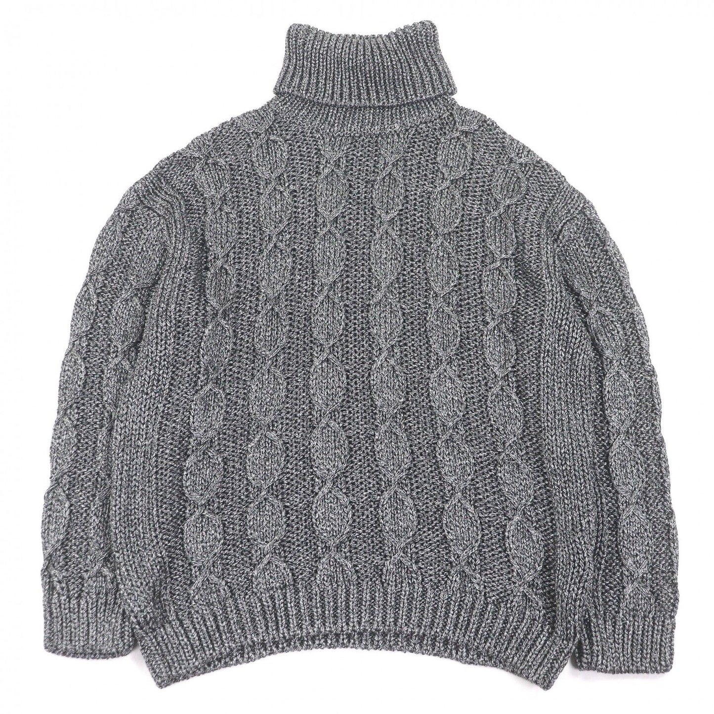 Saint Laurent Paris Cable Knit Turtleneck Sweater Black Silver XL Hanger