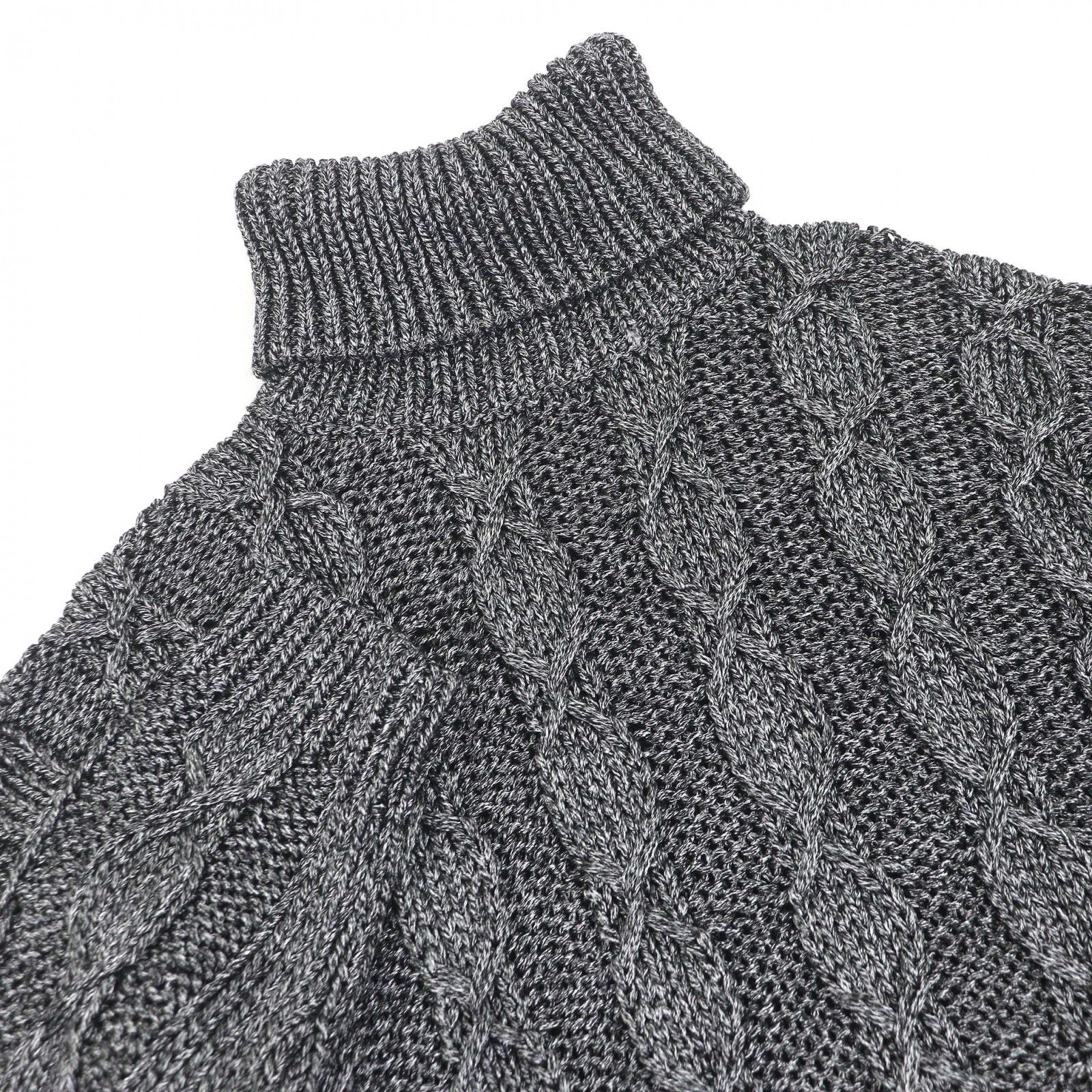Saint Laurent Paris Cable Knit Turtleneck Sweater Black Silver XL Hanger — view 2
