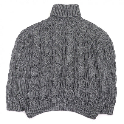 Saint Laurent Paris Cable Knit Turtleneck Sweater Black Silver XL Hanger — view 3