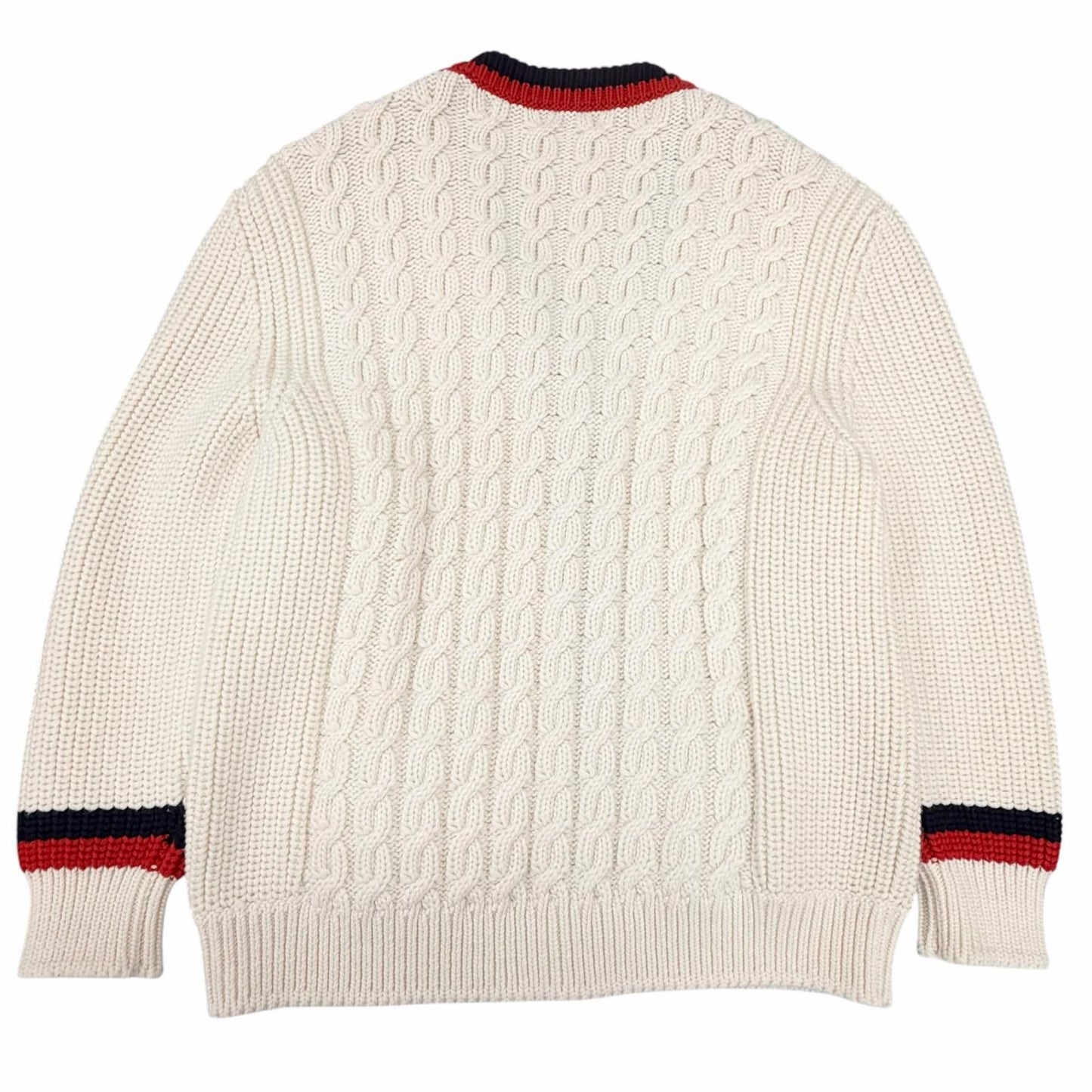 Miu Miu Wool Logo Patch Cable Knit Cardigan Ivory 36 Hanger — view 2