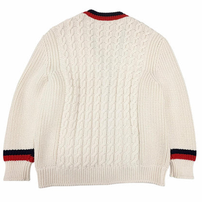 Miu Miu Wool Logo Patch Cable Knit Cardigan Ivory 36 Hanger — view 2
