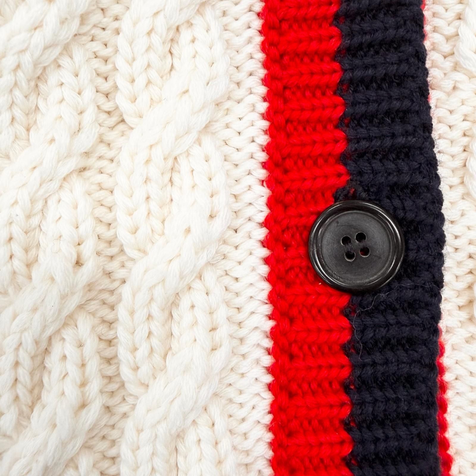 Miu Miu Wool Logo Patch Cable Knit Cardigan Ivory 36 Hanger — view 6