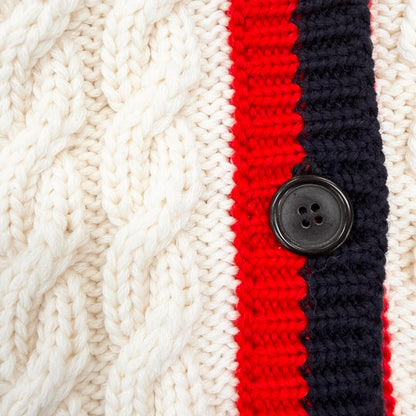 Miu Miu Wool Logo Patch Cable Knit Cardigan Ivory 36 Hanger — view 6