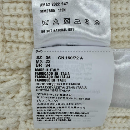 Miu Miu Wool Logo Patch Cable Knit Cardigan Ivory 36 Hanger — view 9