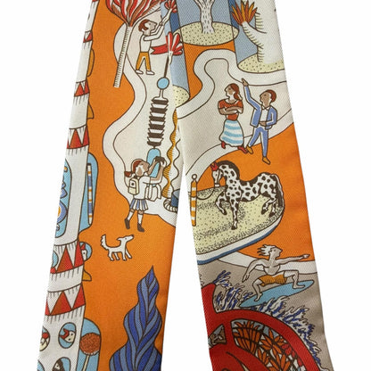 Hermes Exposition Universelle Silk 100% Scarf Orange Multi — view 3