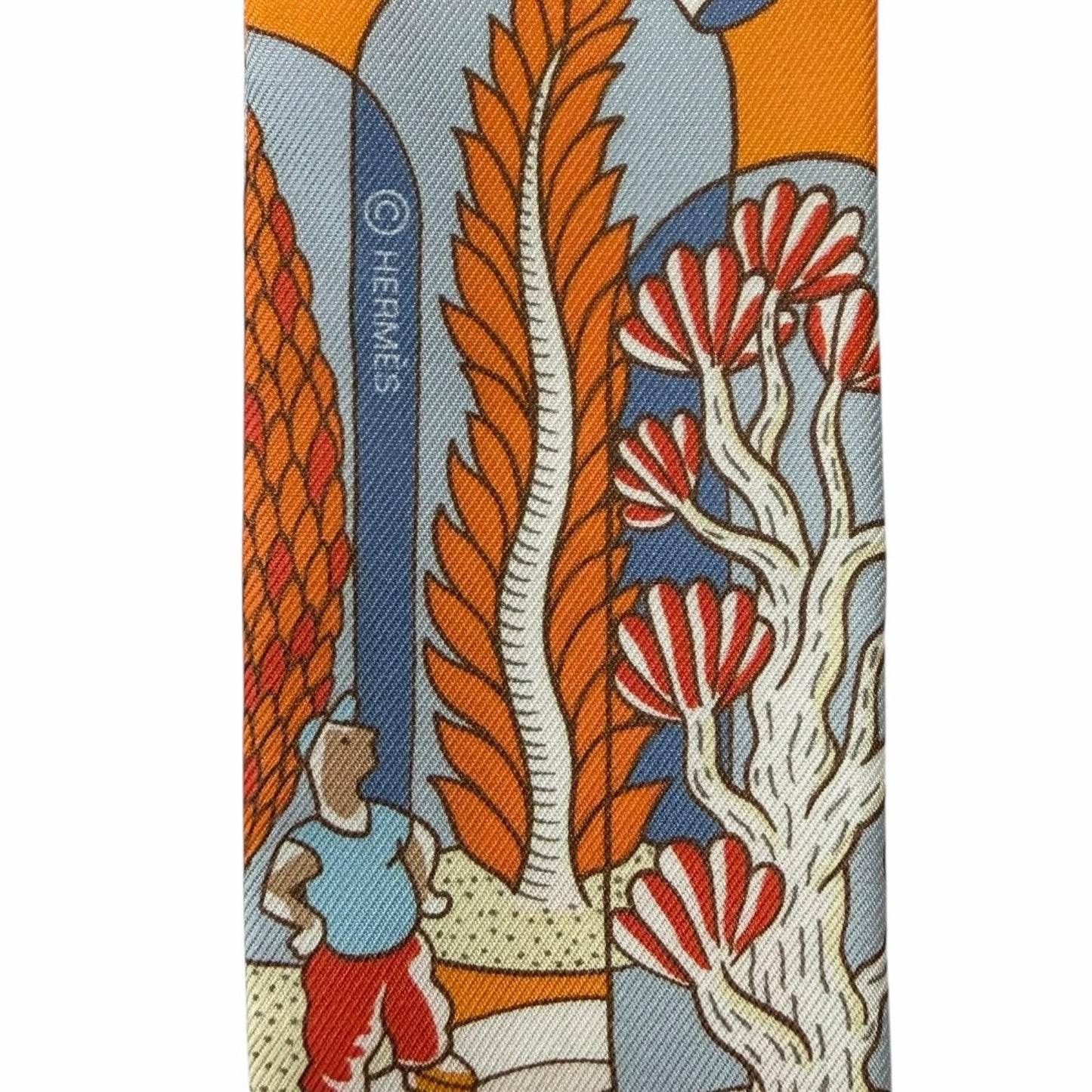 Hermes Exposition Universelle Silk 100% Scarf Orange Multi — view 5