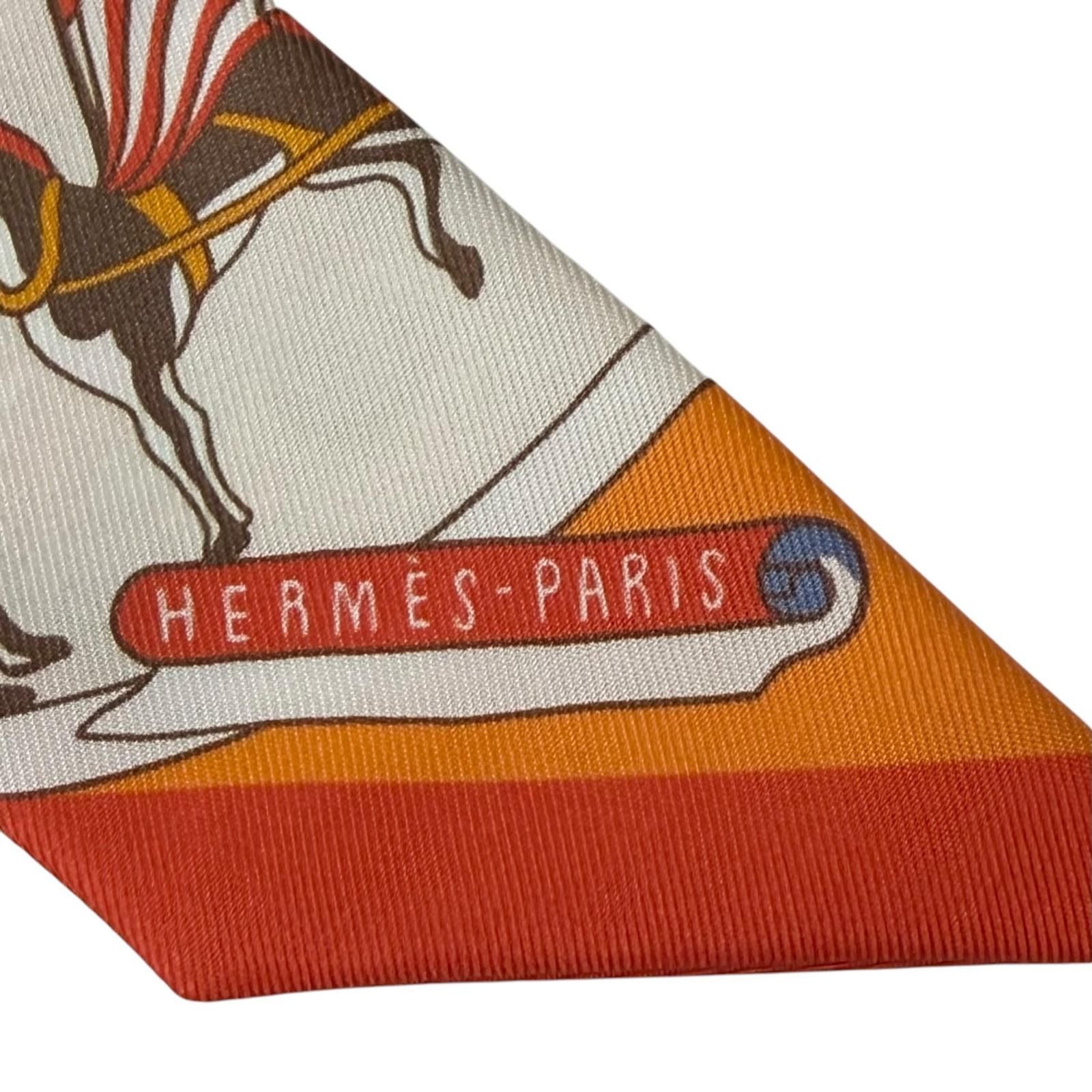 Hermes Exposition Universelle Silk 100% Scarf Orange Multi — view 4