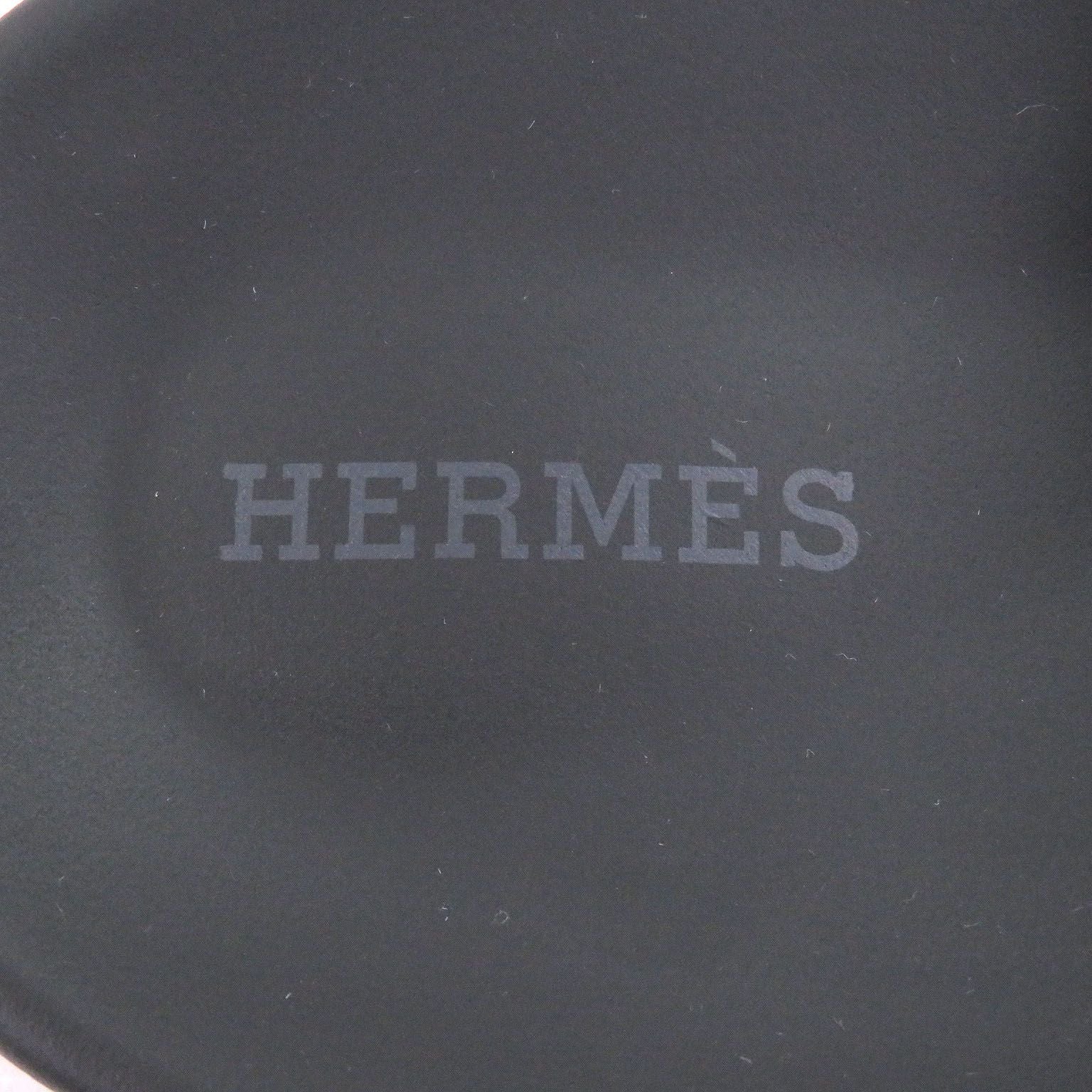 Hermes Chypre Leather Logo Motif Slide Sandals Shower Black — view 7