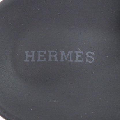 Hermes Chypre Leather Logo Motif Slide Sandals Shower Black — view 7