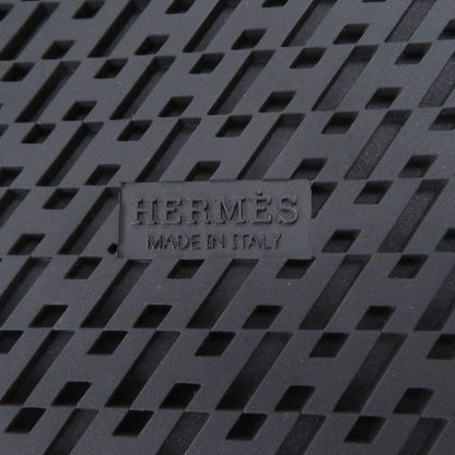 Hermes Chypre Leather Logo Motif Slide Sandals Shower Black — view 9