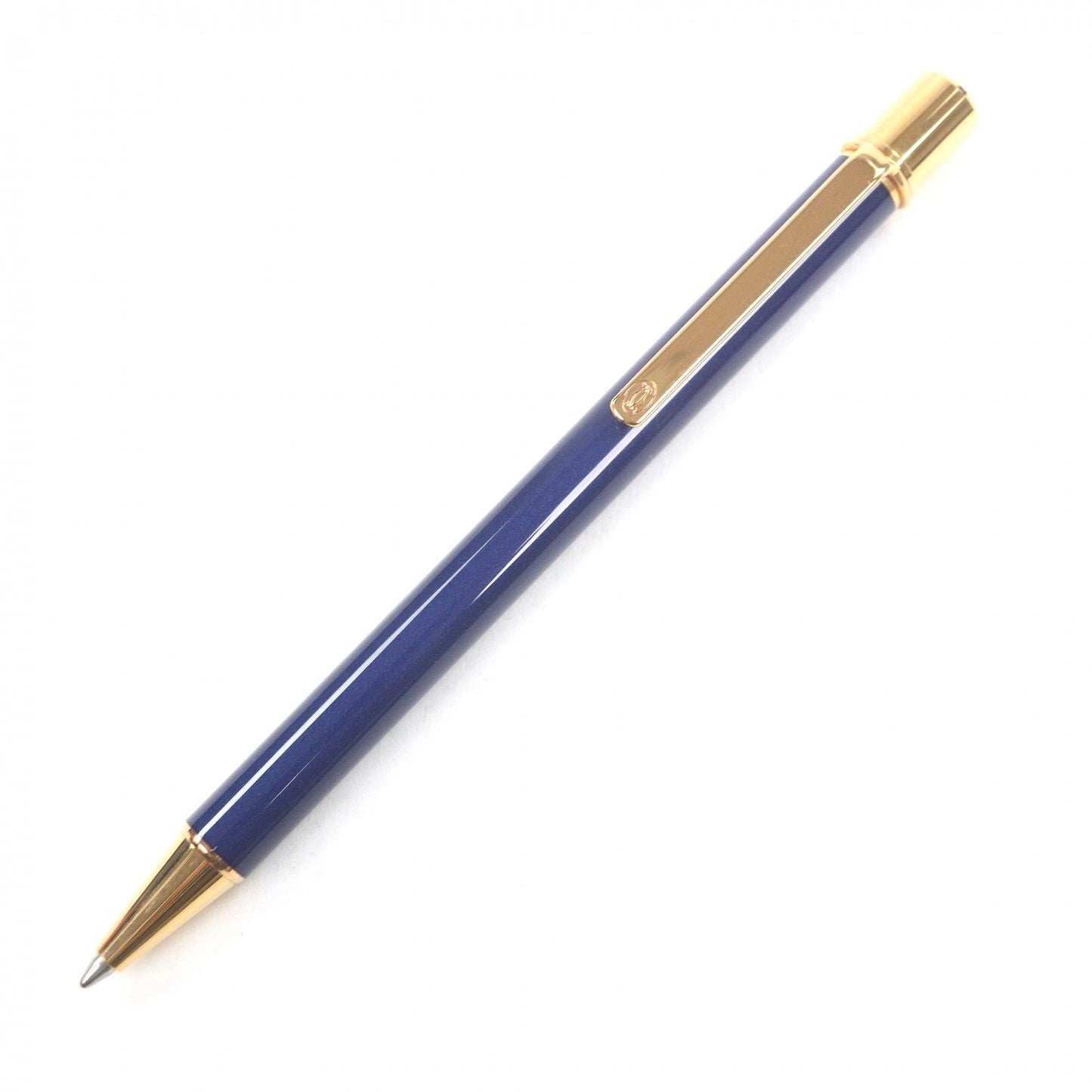 Cartier Vintage Must de Cartier Twist Ballpoint Pen Blue Gold Handwriting