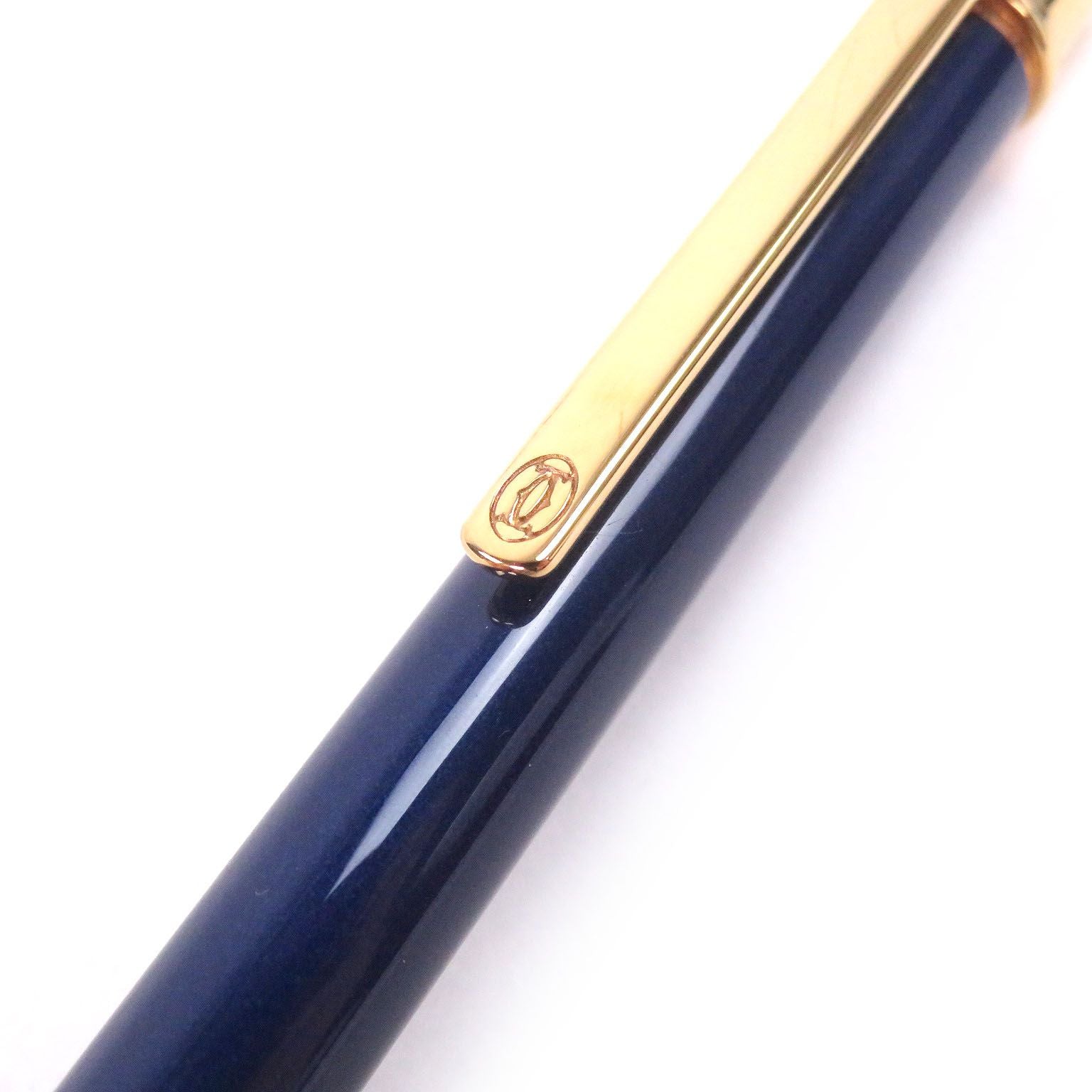 Cartier Vintage Must de Cartier Twist Ballpoint Pen Blue Gold Handwriting — view 6