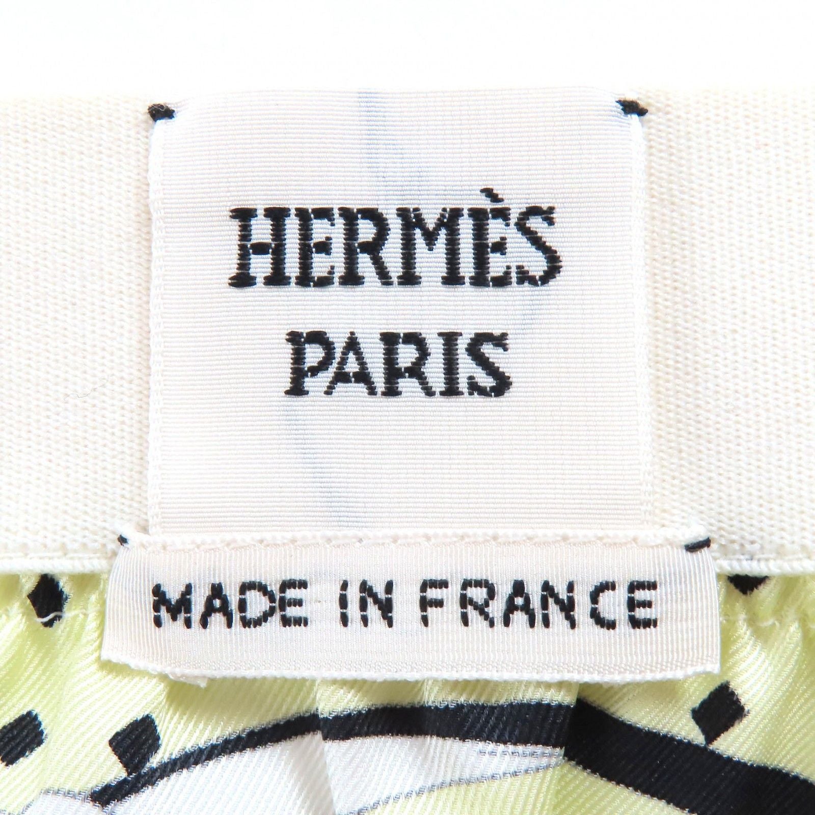 Hermes Harnais de Cour Silk 100% Twill Skirt White Yellow Green Black 36 — view 5