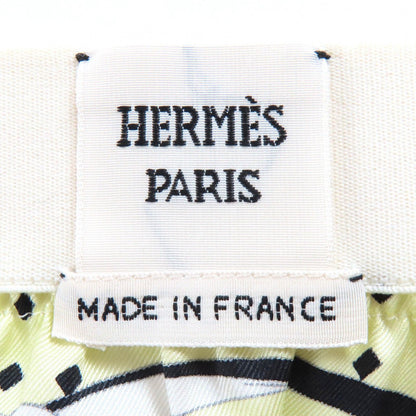 Hermes Harnais de Cour Silk 100% Twill Skirt White Yellow Green Black 36 — view 5