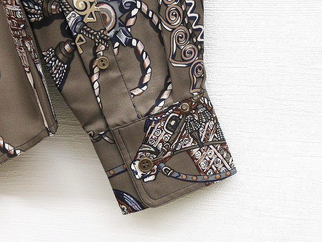 Hermes Long Sleeve Shirt Blouse Silk Paprop Carriage Brown 36 Top Soldo — view 5