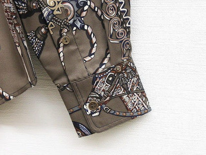 Hermes Long Sleeve Shirt Blouse Silk Paprop Carriage Brown 36 Top Soldo — view 5