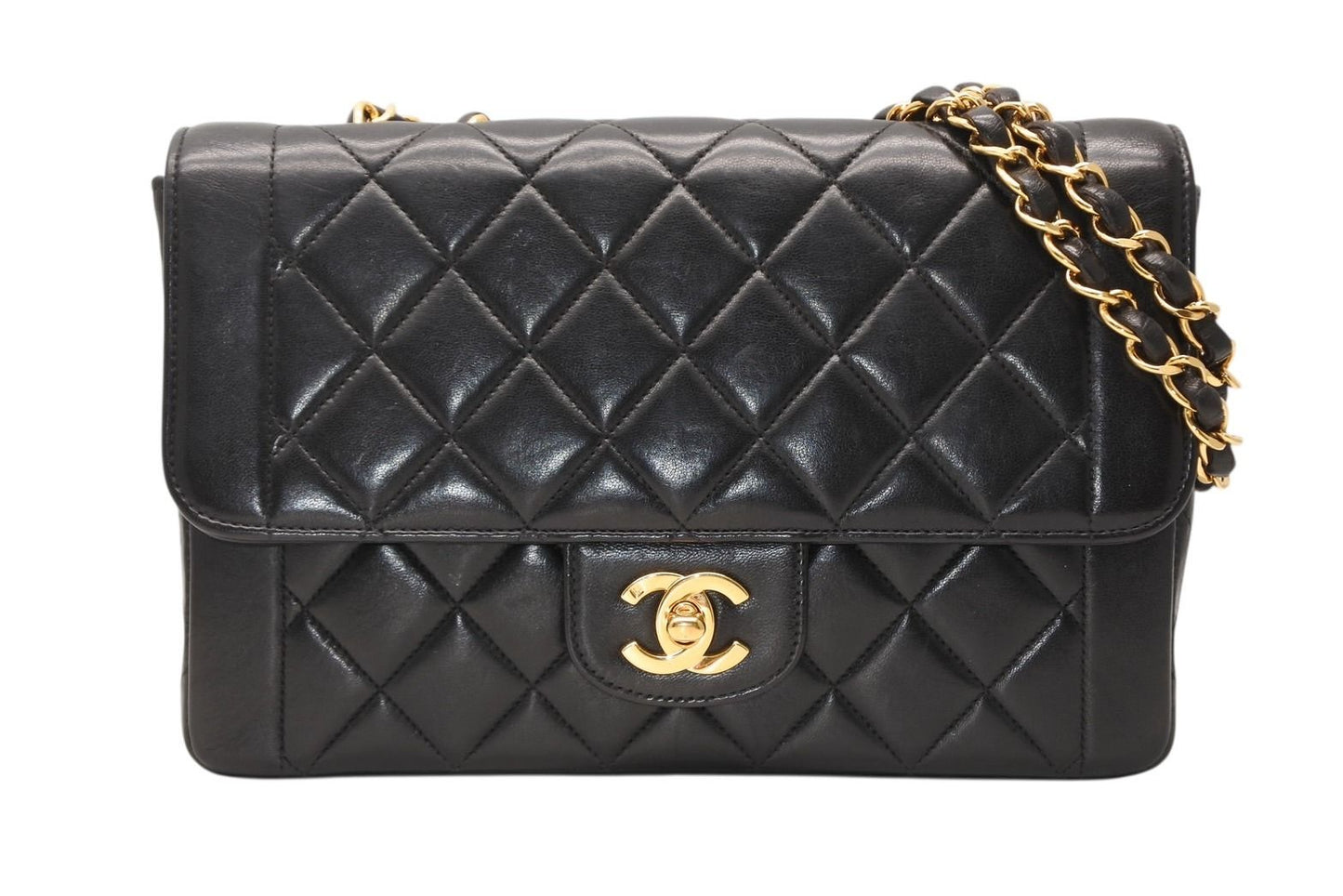 Chanel Chain Quilted 23 Shoulder Bag CC Logo Lambskin Black Gold