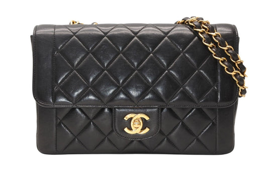 Chanel Chain Quilted 23 Shoulder Bag CC Logo Lambskin Black Gold