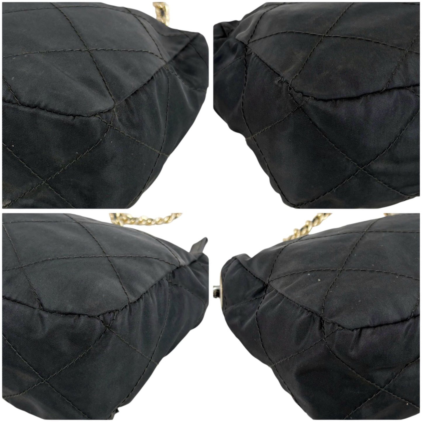 Prada Quilted Processing Triangle Logo Chain Shoulder Bag Pochette Black — view 6