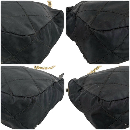 Prada Quilted Processing Triangle Logo Chain Shoulder Bag Pochette Black — view 6