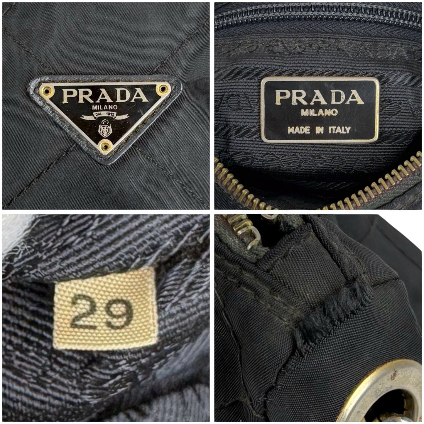Prada Quilted Processing Triangle Logo Chain Shoulder Bag Pochette Black — view 8