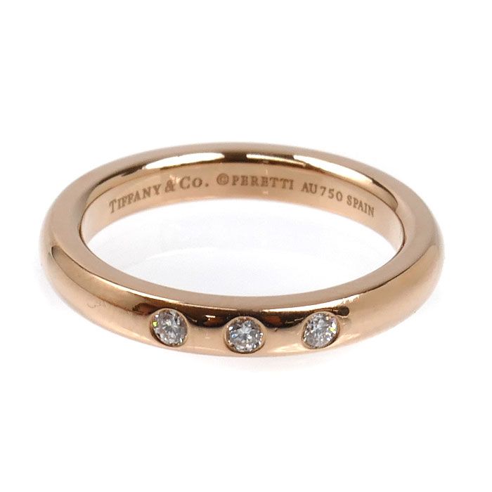 Tiffany & Co 18k Pink Gold Stacking Band Diamond Ring — view 3