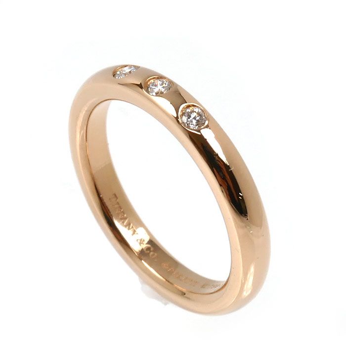 Tiffany & Co 18k Pink Gold Stacking Band Diamond Ring — view 2