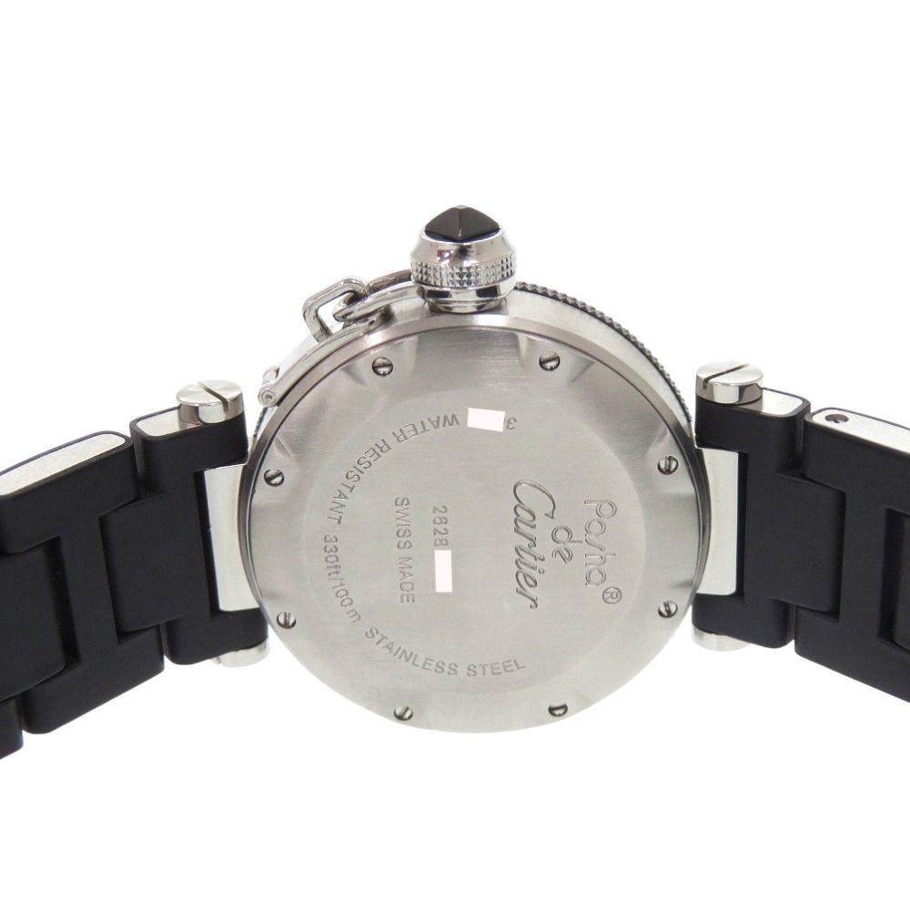Cartier Pasha C Timer SS Rubber Black Quartz Watch Dial — view 3