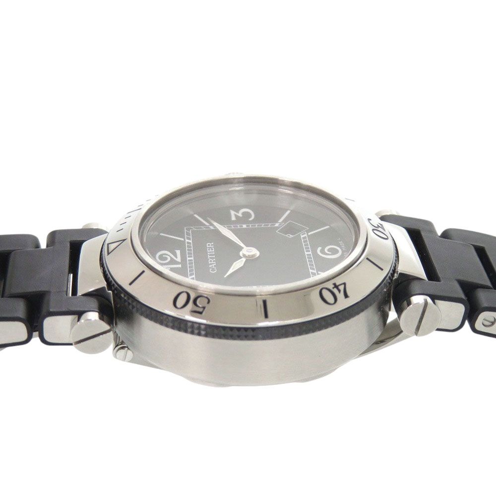 Cartier Pasha C Timer SS Rubber Black Quartz Watch Dial — view 7