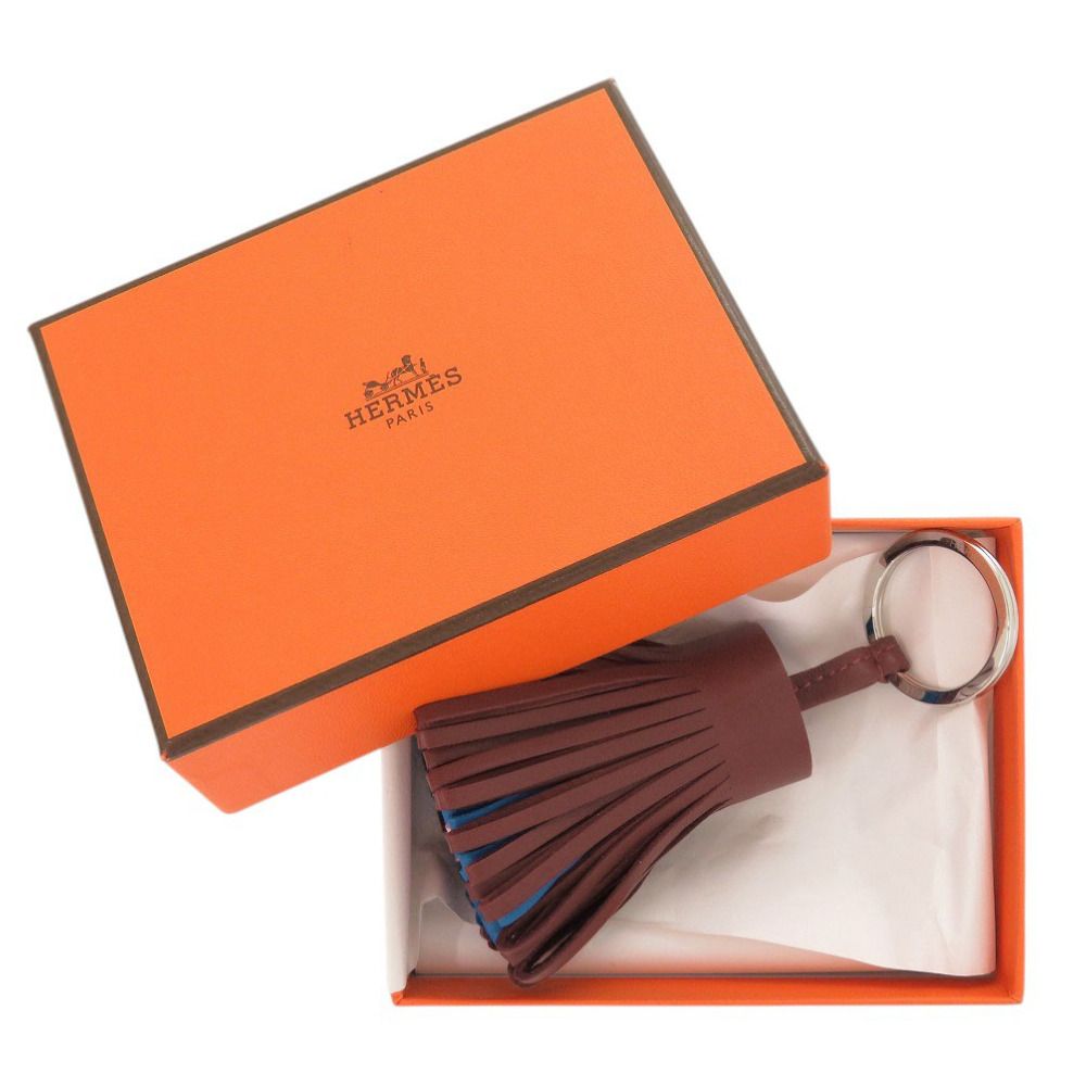 Hermes Carmen Fringe Agneau Milo Rouge Ash Blue Zanzibar Rose Sakura Key Holder — view 2