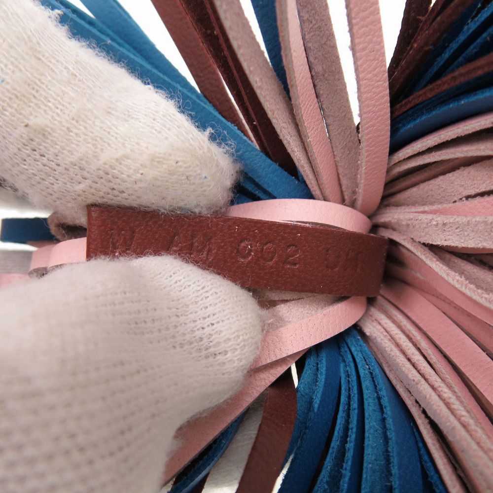 Hermes Carmen Fringe Agneau Milo Rouge Ash Blue Zanzibar Rose Sakura Key Holder — view 7