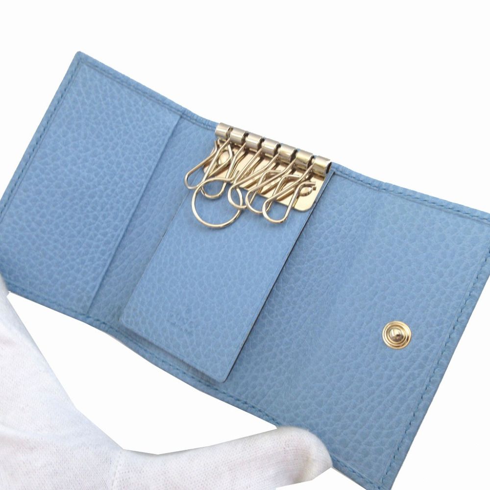 Gucci Swing Leather Light Blue 6 Row Key Case Key Holder — view 4