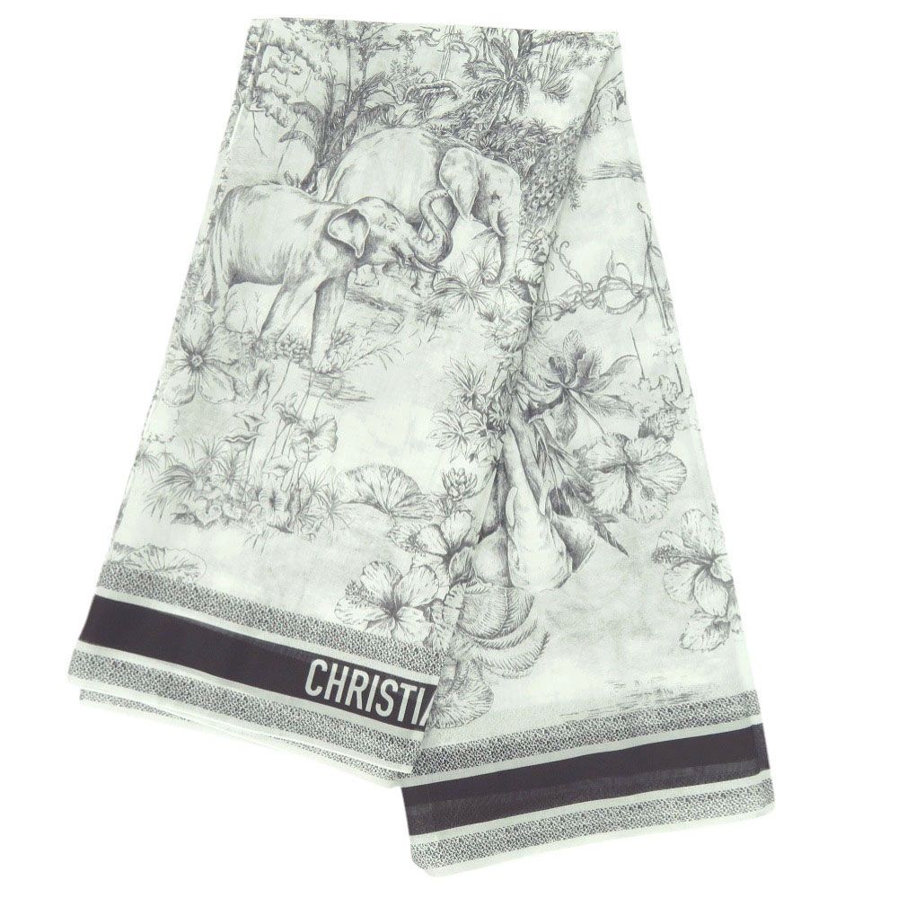 Dior Toile de Jouy Sauvage Shawl Cotton Black White Scarf