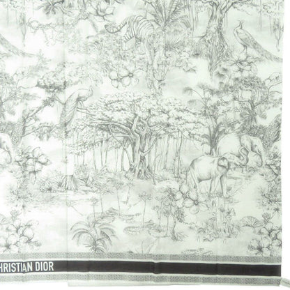 Dior Toile de Jouy Sauvage Shawl Cotton Black White Scarf — view 9