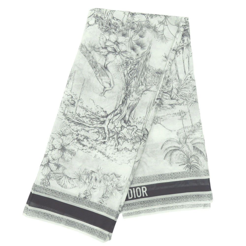 Dior Toile de Jouy Sauvage Shawl Cotton Black White Scarf — view 2