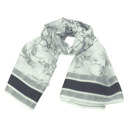 Dior Toile de Jouy Sauvage Shawl Cotton Black White Scarf — view 3