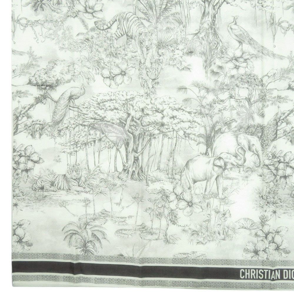 Dior Toile de Jouy Sauvage Shawl Cotton Black White Scarf — view 8