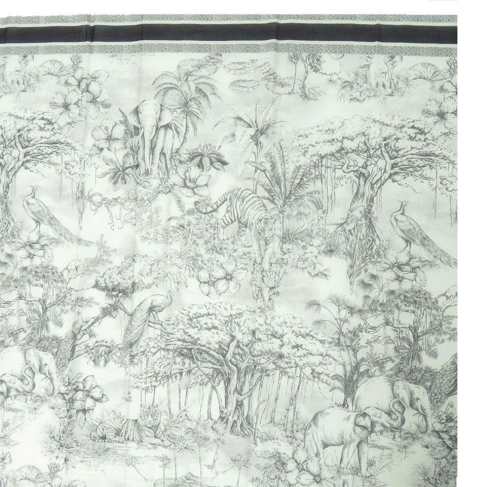 Dior Toile de Jouy Sauvage Shawl Cotton Black White Scarf — view 7