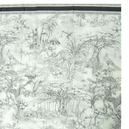 Dior Toile de Jouy Sauvage Shawl Cotton Black White Scarf — view 7