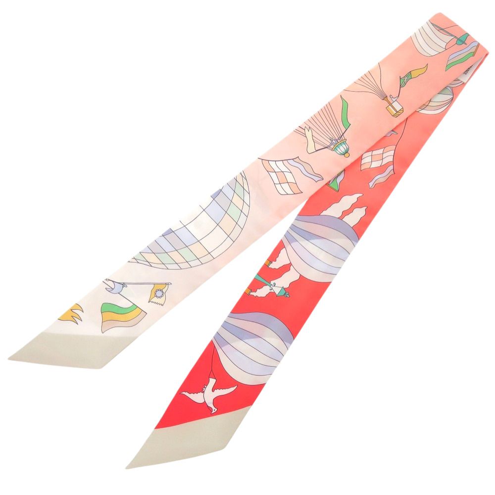 Hermes Twilly les Folies du Ciel Sky Madness Silk Red Scarf — view 2