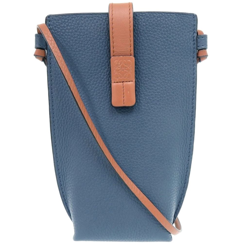 Loewe Gate Pocket Leather Shoulder Bag 124 12 Calf Blue