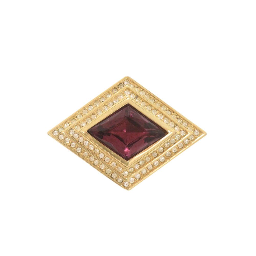 Dior Metal Line Stone Color Gold Brooch