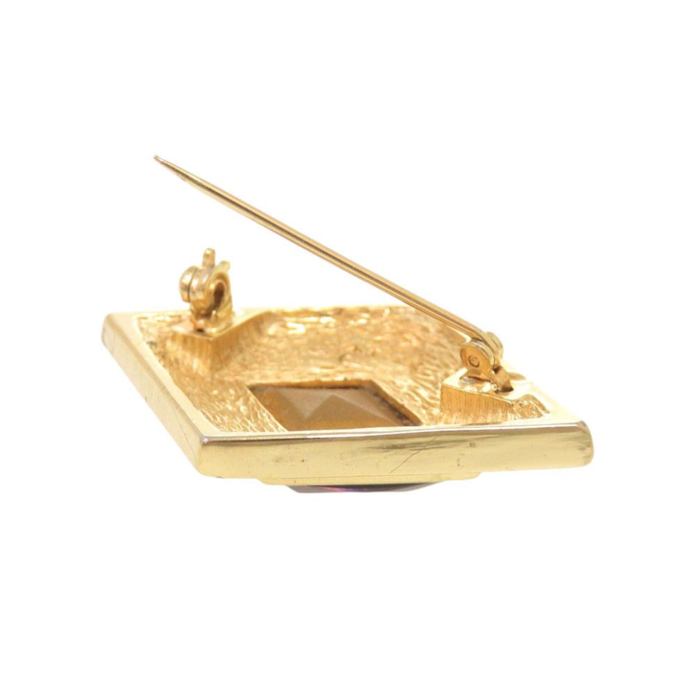Dior Metal Line Stone Color Gold Brooch — view 3