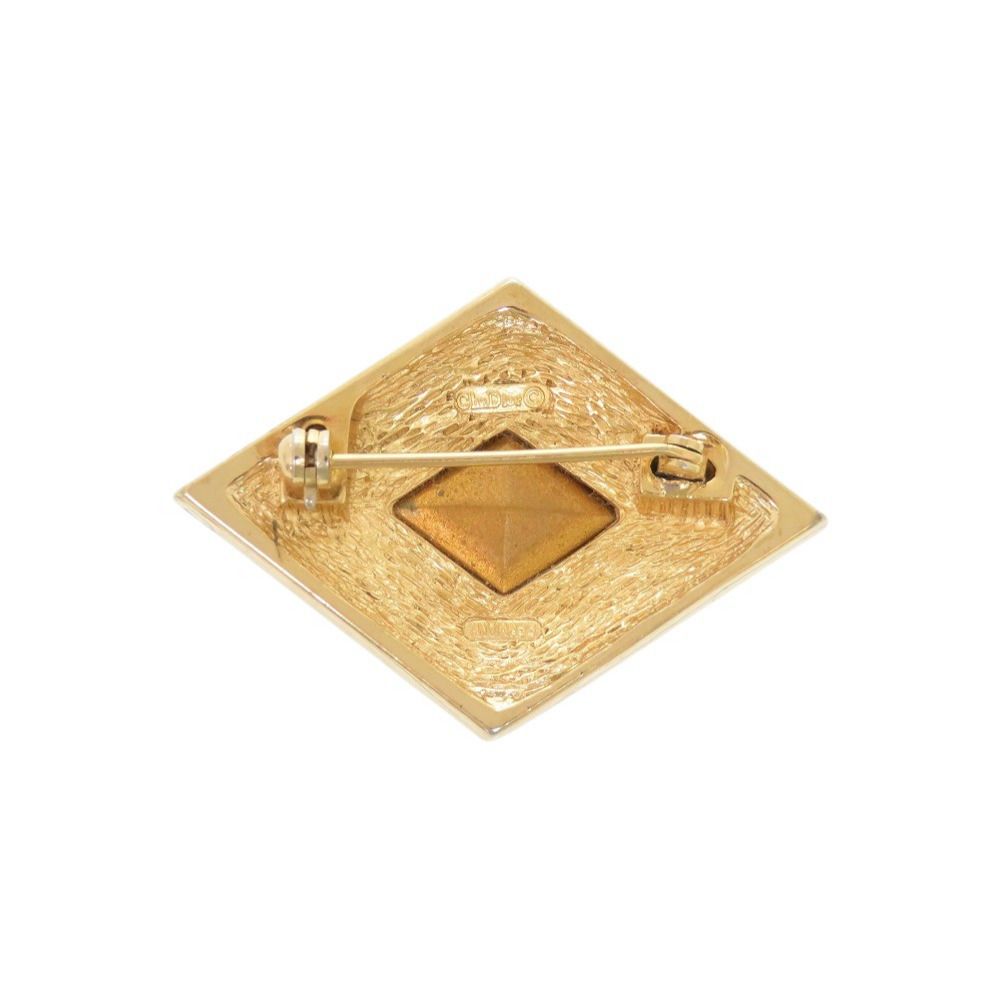 Dior Metal Line Stone Color Gold Brooch — view 2