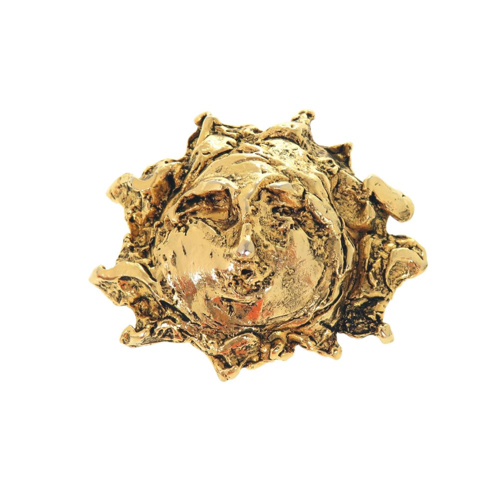 Hermes Taiyo Soleil Vintage Brooch Metal Gold