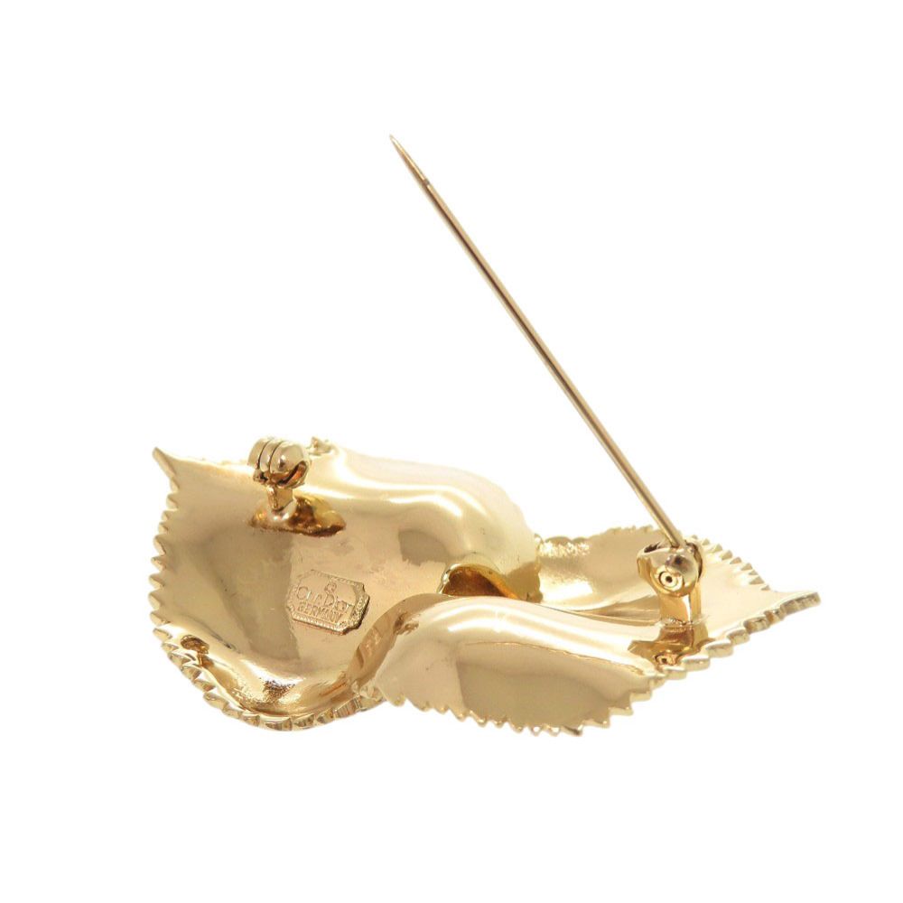 Dior Leaf Motif Metal Gold Brooch — view 3